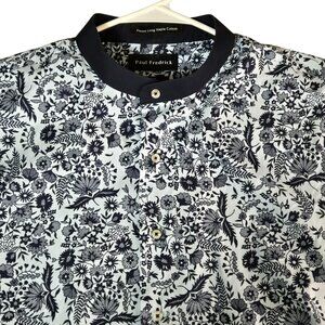Paul Fredrick Sz XLT Classic Fit Long Sleeve Floral Cotton Shirt Mandarin Collar
